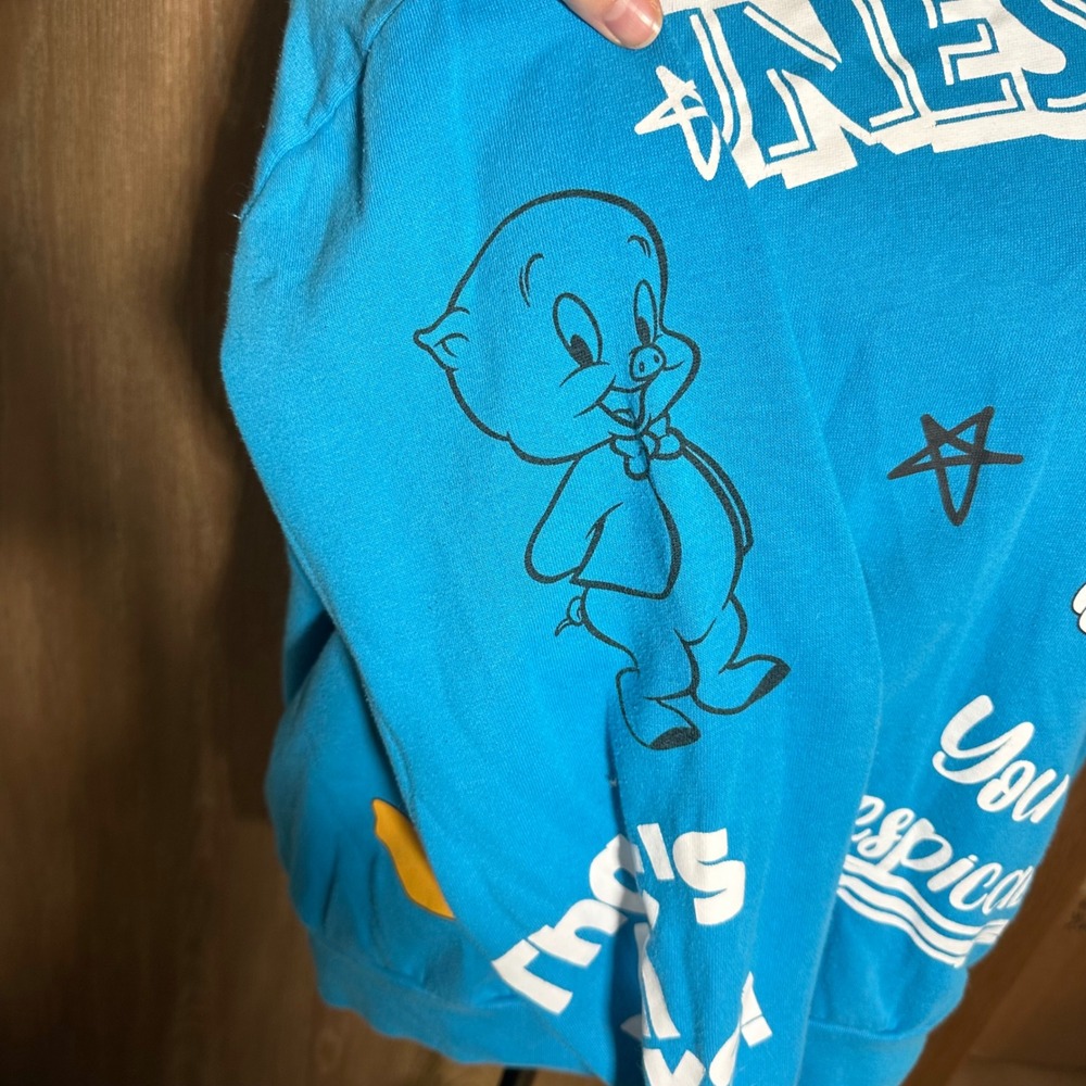 Looney‎ Tunes Hoodie Bugs Bunny Daffy Duck Graphic Pullover Sweatshirt L - Picture 4 of 7